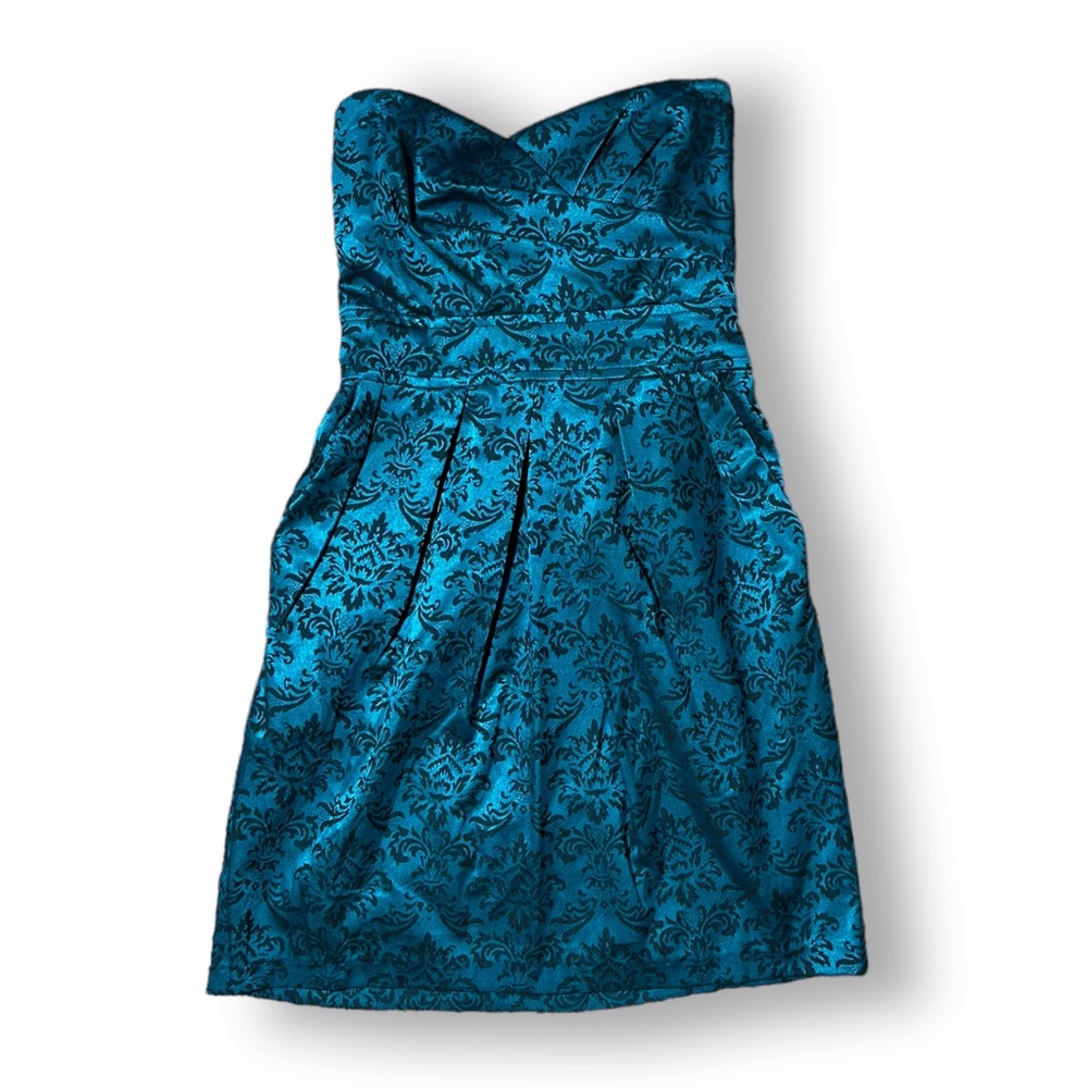 Teeze Me Strapless Teal Brocade Homcoming Formal Dress